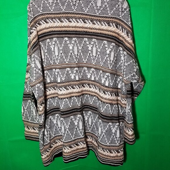 Old Navy Womens XL Open Cardigan Textured Aztec Southwestern Black White Brown - Picture 4 of 8